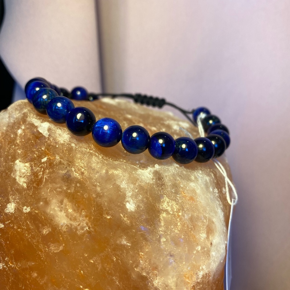 NWT UNISEX BLUE TIGER EYE BEADED ADJUSTABLE TO FIT OTTO MEN AND WOMEN - Picture 8 of 13